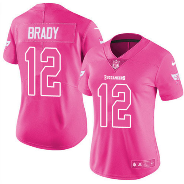 Women's Tampa Bay Buccaneers #12 Tom Brady Pink Vapor Untouchable Limited Stitched Jersey(Run Small)